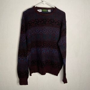 Vintage Boundary Waters Men XL BordoPurple 100%Shetland Wool Italy‎ Made Grandpa